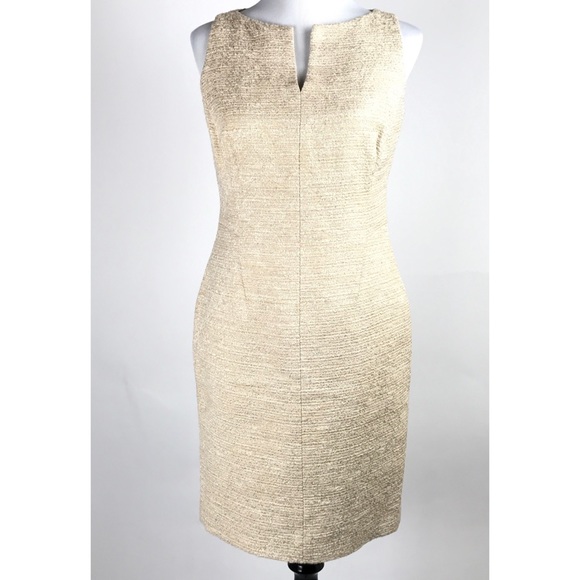 Etcetera Dresses & Skirts - Etcetera Tweed Sheath Dress Sz 8 Gold Metallic